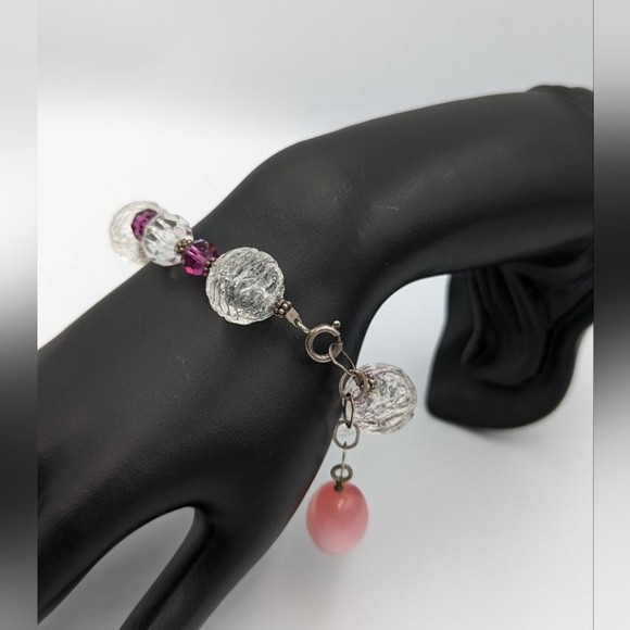 Beautiful Vintage Lucite beads 925 clasp bracelet - Picture 11 of 12